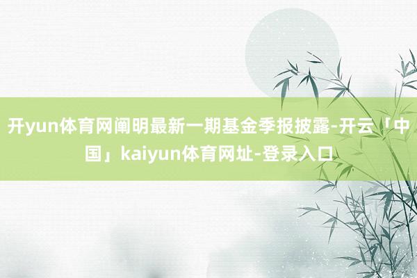 开yun体育网阐明最新一期基金季报披露-开云「中国」kaiyun体育网址-登录入口