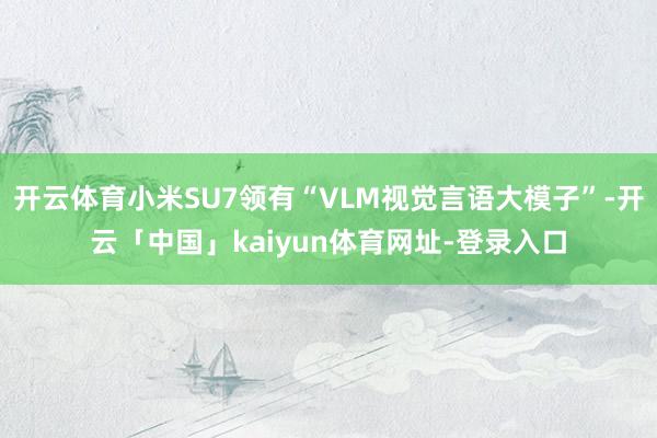 开云体育小米SU7领有“VLM视觉言语大模子”-开云「中国」kaiyun体育网址-登录入口