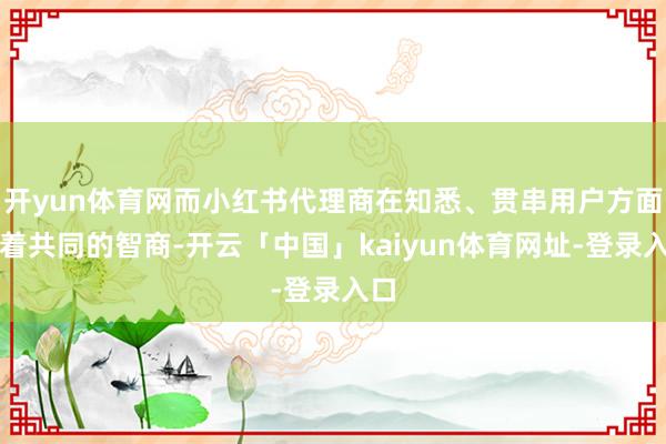 开yun体育网而小红书代理商在知悉、贯串用户方面有着共同的智商-开云「中国」kaiyun体育网址-登录入口