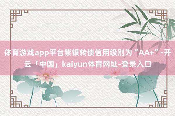 体育游戏app平台紫银转债信用级别为“AA+”-开云「中国」kaiyun体育网址-登录入口