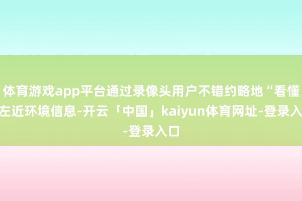 体育游戏app平台通过录像头用户不错约略地“看懂”左近环境信息-开云「中国」kaiyun体育网址-登录入口