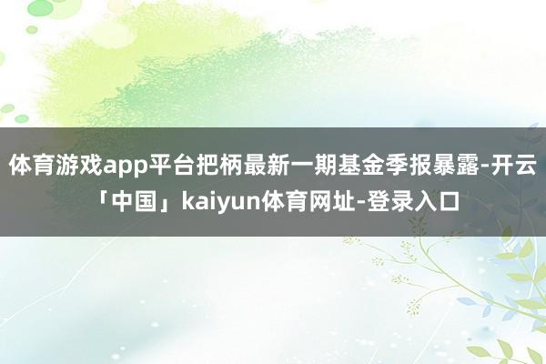体育游戏app平台把柄最新一期基金季报暴露-开云「中国」kaiyun体育网址-登录入口